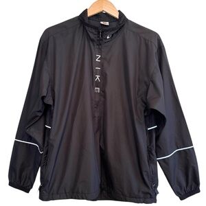 🌈 6/$60 Nike Reflective 3/4 Zip Windbreaker Size Medium Black Pockets